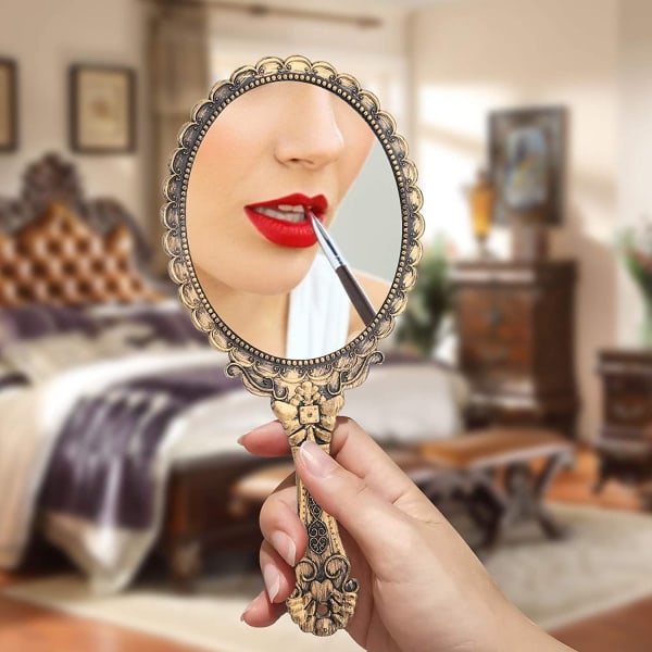 Vintage håndholdt speil, små håndholdte dekorative speil for