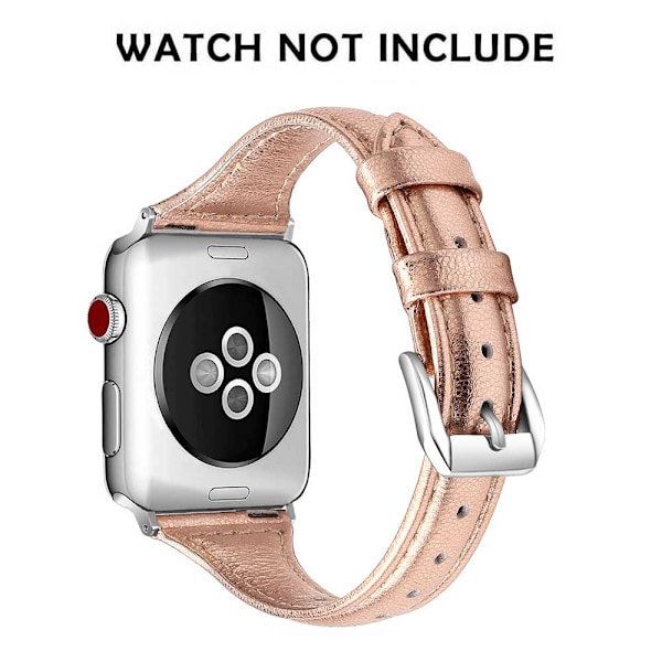 Kompatibel med IWatch Rem 38mm-40mm /42mm-44mm, Flere Farger Slank Lærutskiftingsreim for IWatch Serie 5/4/3/2/1 (Gull 38/40mm)