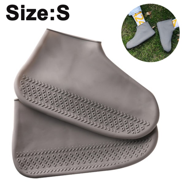 Vattentäta skoöverdrag Silikon Regnskoöverdrag Gummiskor Grey S