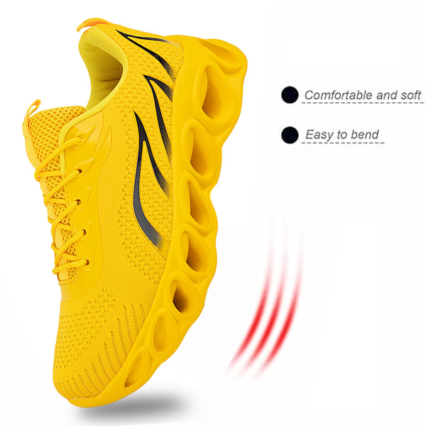 Herresko Løpesko Blade Tennis Gåsko Casual Sneakers Komfort Mote Anti-Skli Arbeid Sport Atletiske Trenere Yellow