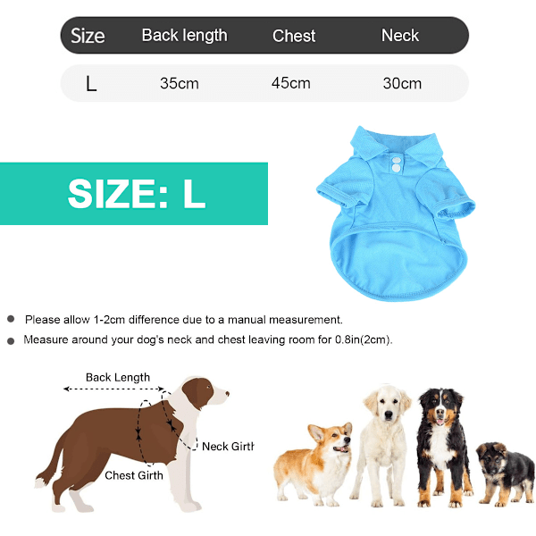 Basis Hund Polotrøjer Premium Bomuld, Polo T-Shirts til Store, Mellemstore og Små Hunde
