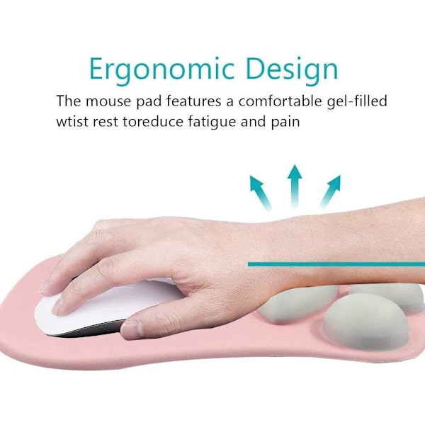 Söt 3D Kattpåtassar Musmatta med Mjuk Silikonhandledsstöd Kudde - Halksäker Premium Ergonomisk Komfort Musmatta - Kontor & Hem Dator & Mac Pink