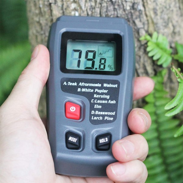 Digitaalinen puunkosteusmittari kädessä pidettävä LCD-kosteusmittari Kosteusmittarin ilmaisin polttopuulle Black