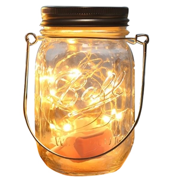 Hengende Solar Mason Jar Lokk Lights, 1 Pakke Fairy Star Jar Lights