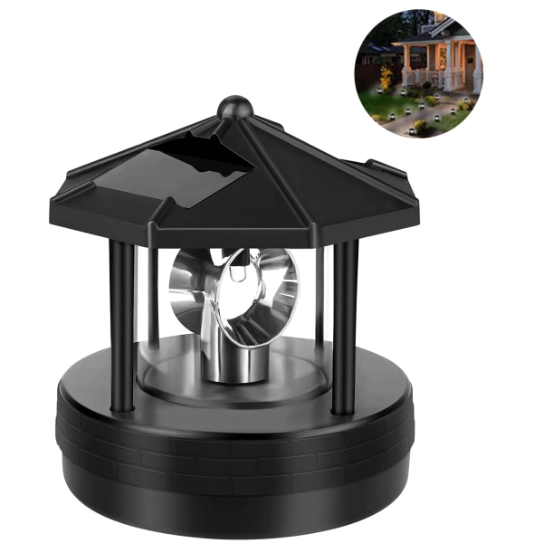 Soldriven fyr, LED Roterbar Lighthouse Garden Light