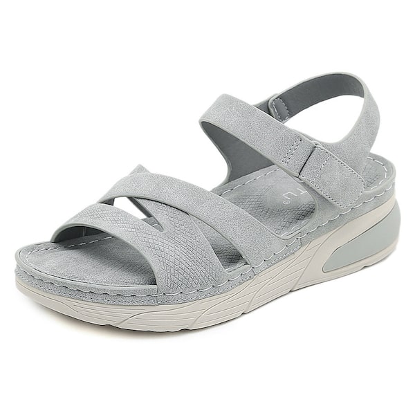 Women's Fashion Sandals Comfortable Breathable Adjustable Sporty Athletic Outdoor Beach Shoes Grey 39