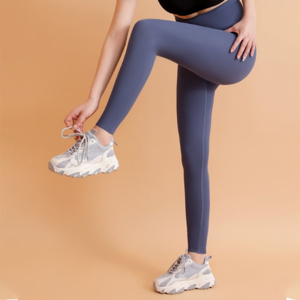 Siniset raskaana olevien naisten korkeavyötäröiset vatsan leggingsit, casual