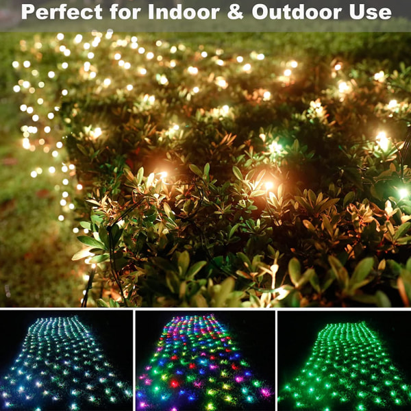 192 LED-solljus, 9,8 fot x 6,5 fot nätljus, Fairy Net Light