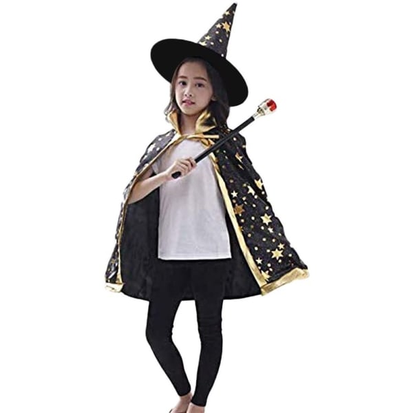 Barn Halloween kostym, Halloween mantel Witch Wizard Cape med