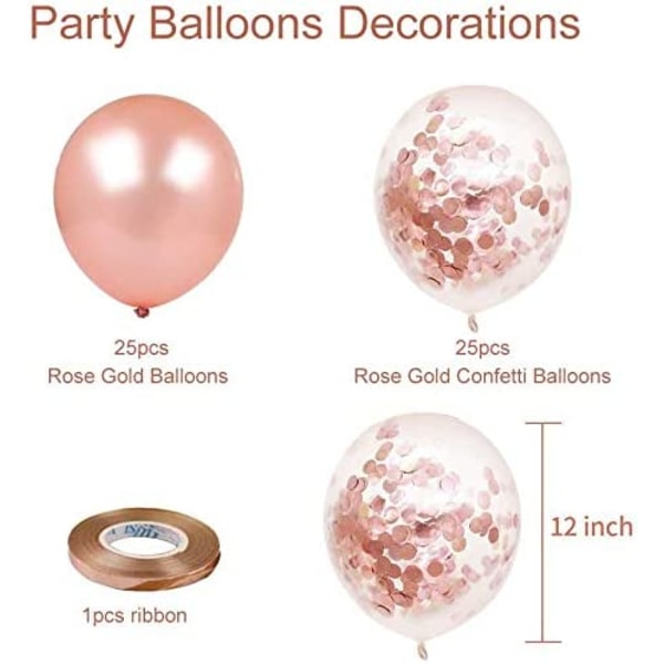 Rose guld konfetti latex balloner, 50 pakke 12 tommer fødselsdag
