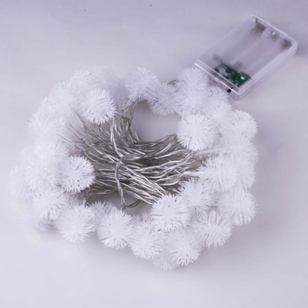 16,5 fot solenergi 30 LED Fuzzy Snowball String Lights Løvetann Fairy String Lights for ferie, bryllup, festdekorasjon (varm hvit)$LED String White