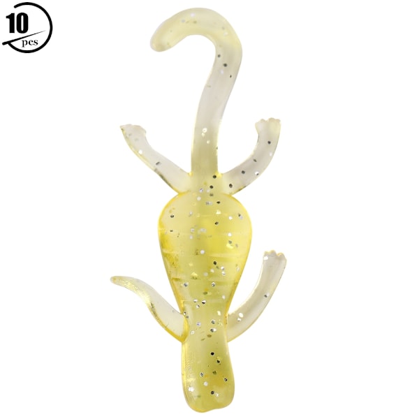 10PCS HENG JIA Mini-size Soft Plastic Lure Bait Gecko Baits Fishing Tackle Tools Yellow