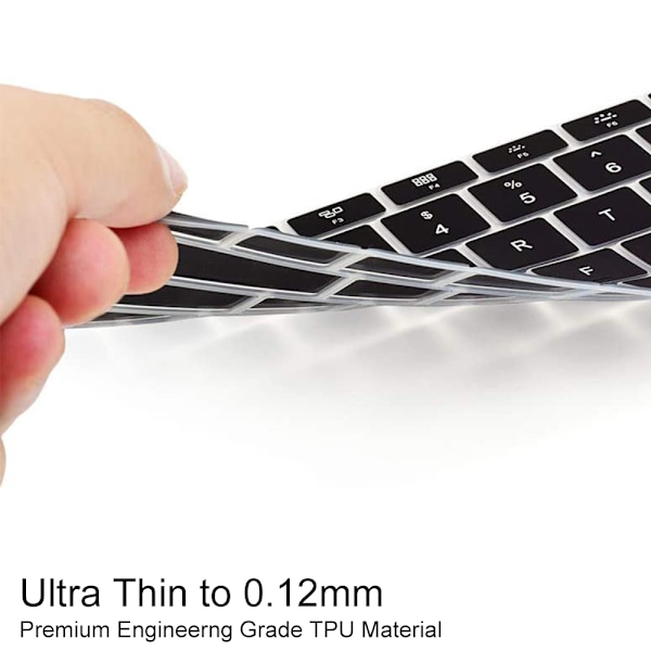 TPU Tastaturdeksel for MacBook Pro 13 tommer A2251 A2289 (utgitt i 2020) Ultra Tynn Beskyttende Usynlig Skinn Tastaturfilm Black