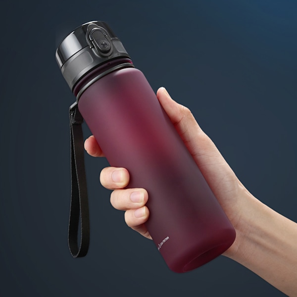 Ulkoilmaurheilun vesikupillinen matkustusauto kuntoilu muovivesipullo hankauskuppi - urheiluun, kuntosalille ja vaellukselle (Yu Hong, 650ml)