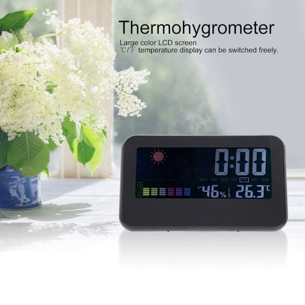 CJ2618T ‑10‑61℃ Digital Farveskærm Termometer Hygrometer med Alarmurfunktion