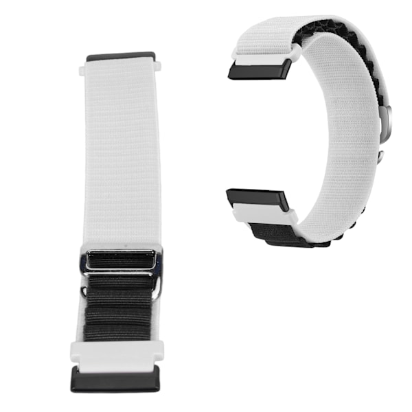 Stretch Woven Nylon Smartwatch Band Rem Strop Tilbehør Passer til Fitbit Versa 4 3 Sense 2 Hvit og Svart