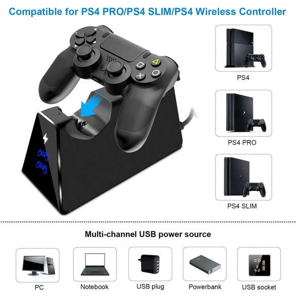 PS4 Controller Lader DualShock 4 Controller Ladestasjon