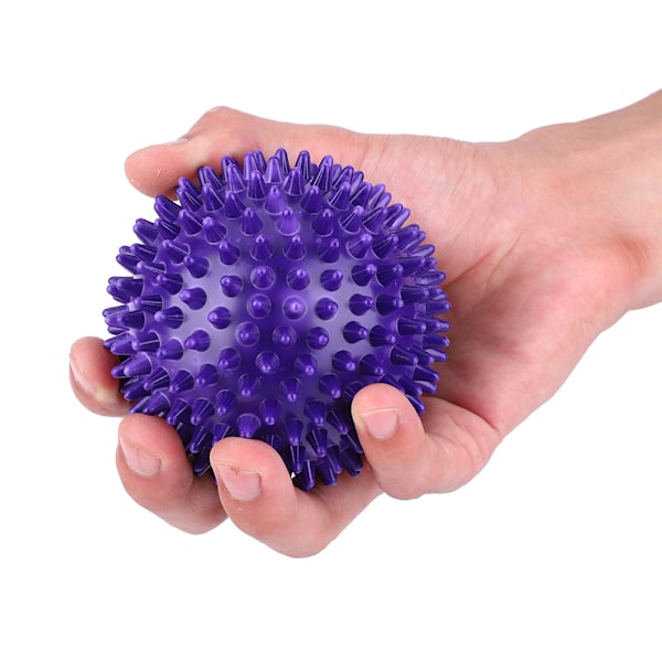 Hållbar plastmassage rulle kropp spikiga bollar fitness finger relax verktyg lila 9cm