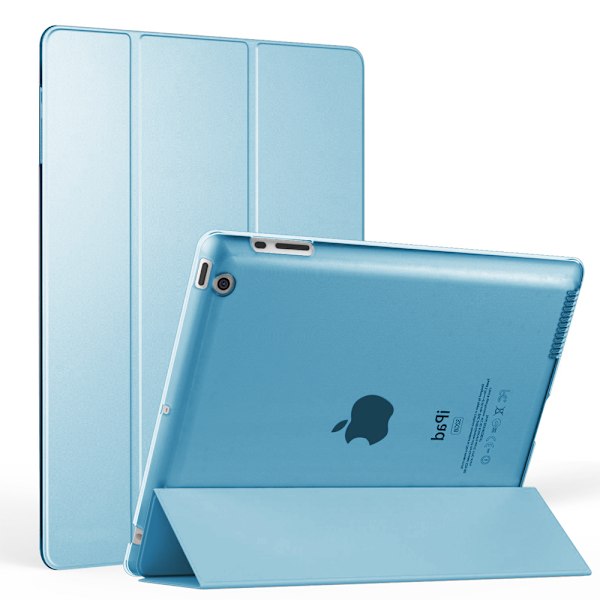 Etui for iPad 2 / 3 / 4 - Ultralett Slank Smart Skall Stativdeksel med Gjennomsiktig Frostert Baksidebeskytter (Med Automatisk Vekking / Hvile)