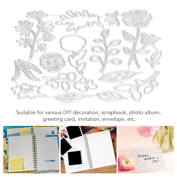 Metallileikkuri DIY Scrapbook Die Kukkien Kasvien Kuvio Embossing Stencil Kortinvalmistus Koristelu Pääsiäiselle Joulu