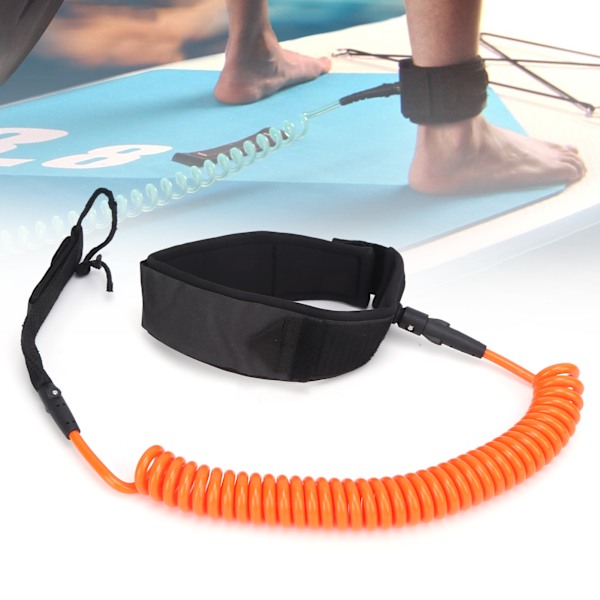 Surfing Foot Rope TPU Heliciform Comfortable HighElastic Surfboard Safety Traction Belt(Orange )