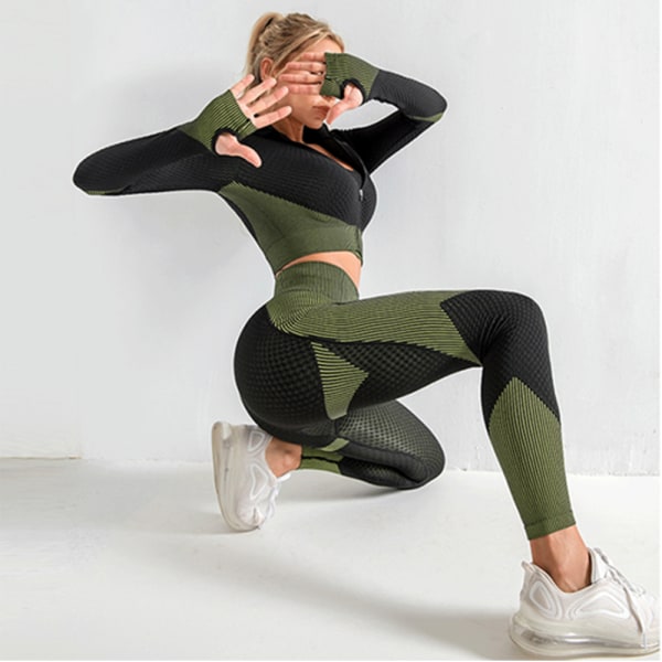 Træningstøj til kvinder 3-delt træningsdragt - sømløs hofteløft