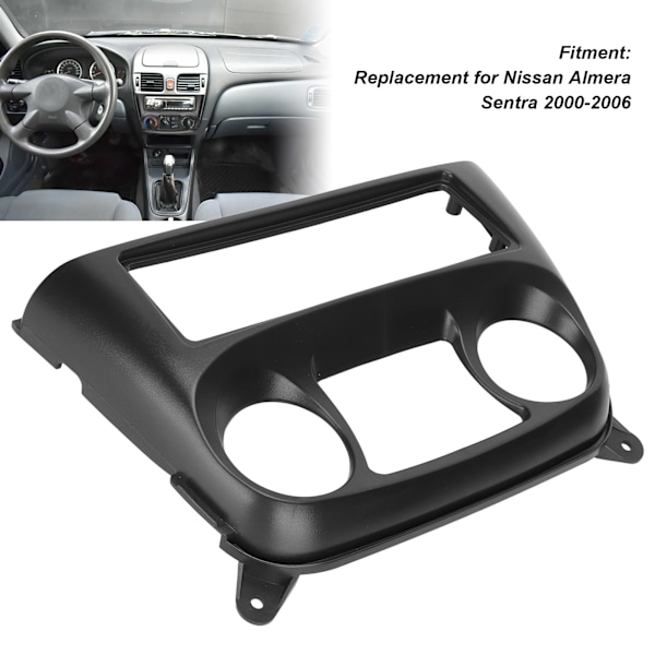 1DIN Bilstereo Radio Fascia ABS Slitasje-resistent Navigasjon Trim Utbytting for Nissan Almera Sentra 2000‑2006