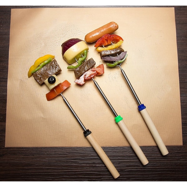8 stk. Marshmallow-stegepinde, hotdog-wiener-stegepinde 11,8''-32" teleskopgrillgafler i rustfrit stål med hop-lomme for sikker
