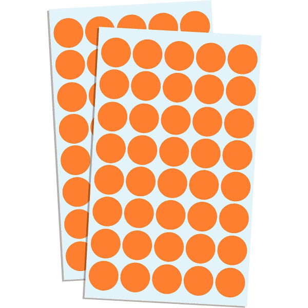 1050 pakke, 3/4" runde fargede prikker etiketter