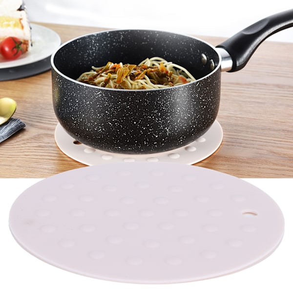 Round Shape Silicone Pad Kitchen AntiScald Insulation Dish Placemat for Kitchen Home(Pink )