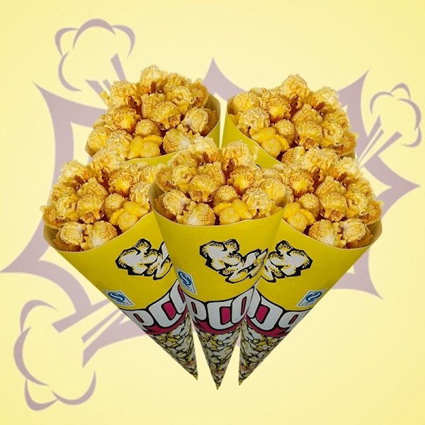 popcornpapperspåsar, avsmalnande spetsar, godispåsar