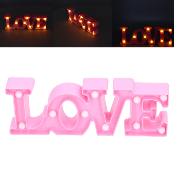 LOVE Lampe 10LED Natlampe til Frieri Bekendtgørelse Bryllupsdagsfest Varm HvidPink