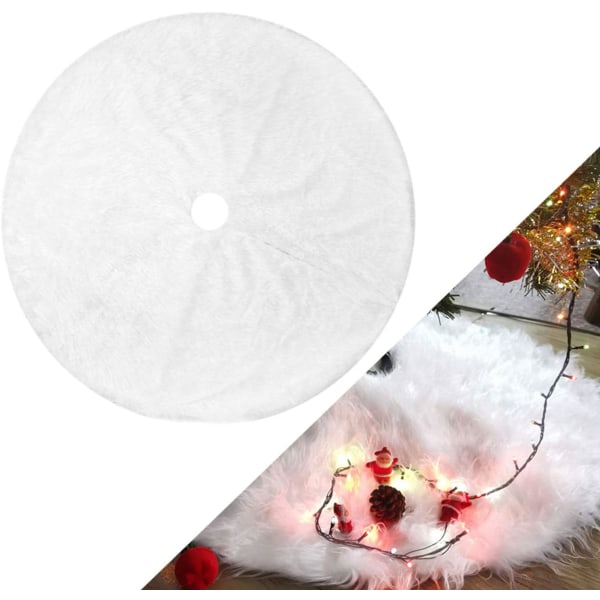 Julgranskjol i plysch, julgransmatta, julgran bas golvmatta, vita plyschtyger trädmatta, för god jul heminredning julgransdekoration (vit 2)