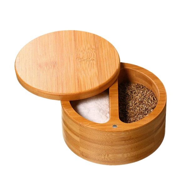 Premium bambus saltbeholder, saltkjeller med magnetisk svivel