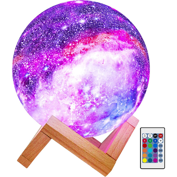 Månelampe Børnenatlys Galaxy Lampe 5,9 Tommer 16 Farver LED 3D