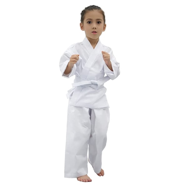 Karateuniform med gratis bälte, vit Karate Gi för barn och vuxna