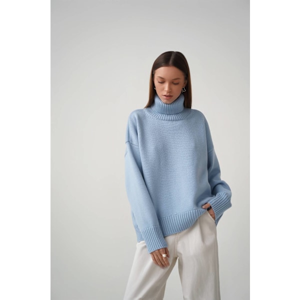 Tröja för kvinnor, turtleneck, stickad, långärmad, elegant tröja