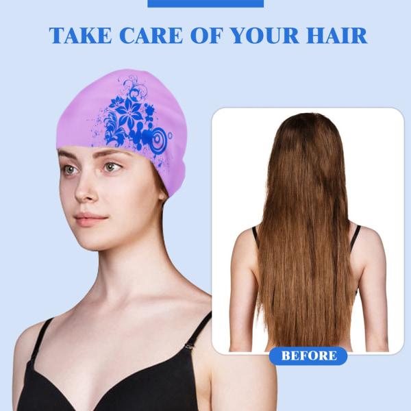 Naisten cap , silikoninen cap pitkille hiuksille ja kukka