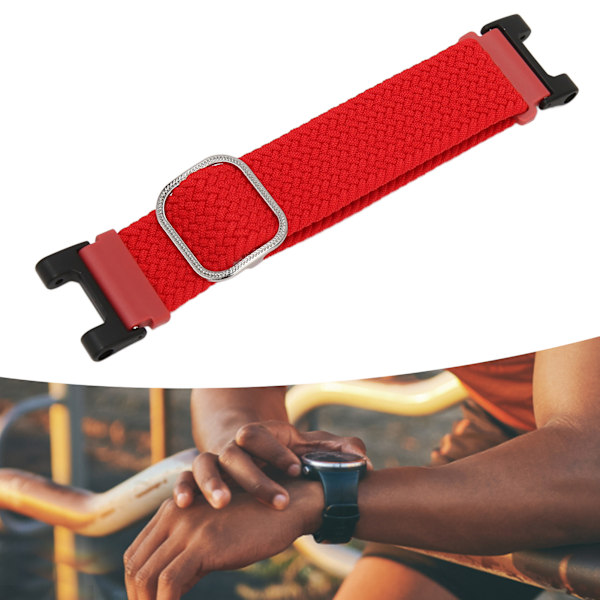 Smartklokke Justerbar Nylon Flettet Bånd Sports Pustende Rem Håndleddsrem Rem for Amazfit T Rex Rød