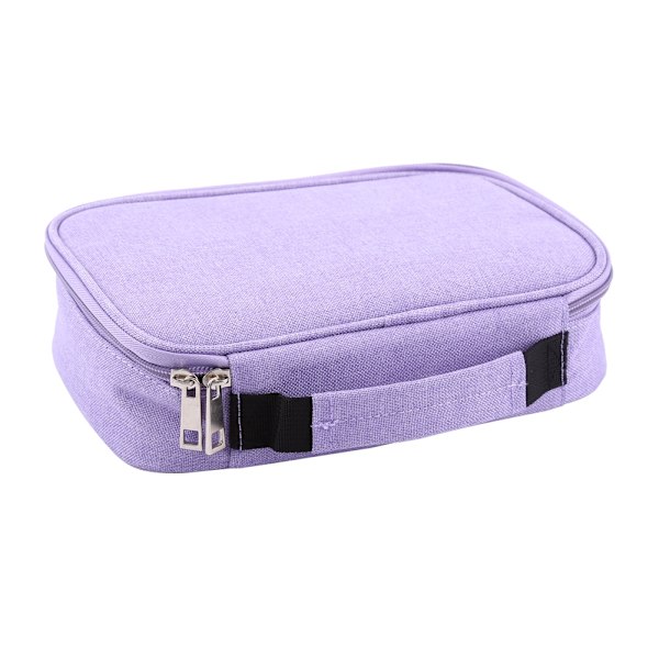 72 Slots Multifunction Foldable Fabric Pencil Case Large Capacity Zipper Pen Bag Purple