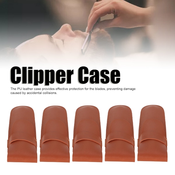 5PCS Clipper Case Bärbar Exquisit Textur Brun Bekväm Beröring Skyddande Slida