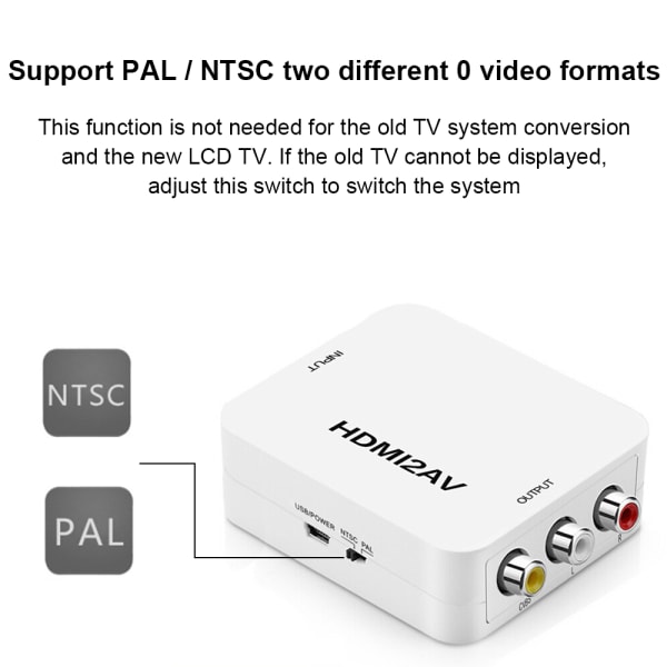 RCA Composite HDMI till AV Video Audio Converter Adapter för