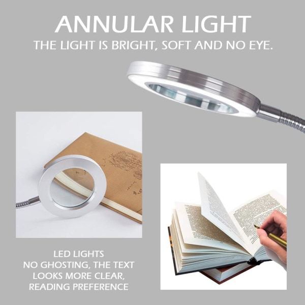 LED Lupenleuchte 8X Tageslicht Lupenlampe Tischlupe mit Klemme