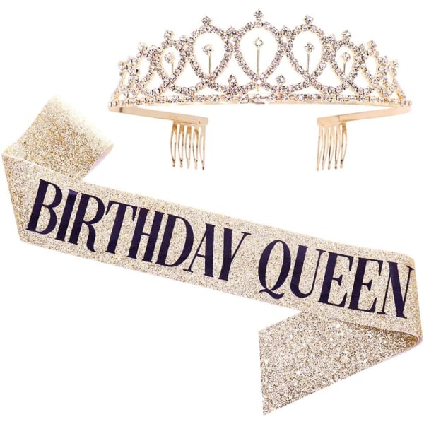 "Birthday Queen" Sash & Rhinestone Tiara Kit - 21:a 30:e