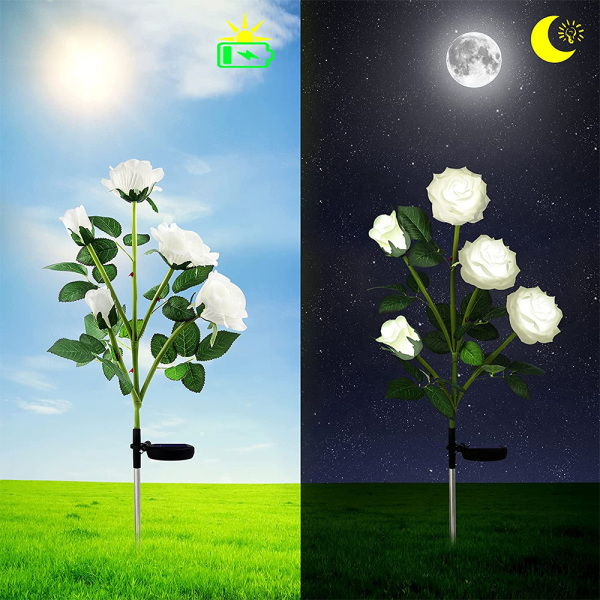 2 st Solar Flower Lights Outdoor - LED Solar Powered Waterpr White