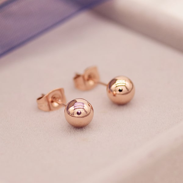 Roséguld, örhängen, kirurgiskt stål, 8mm 8mm