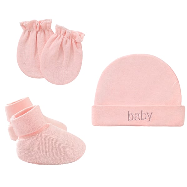 Newborn tire cap anti-scratch gloves baby baby cap anti-scratch face gloves foot cover pink