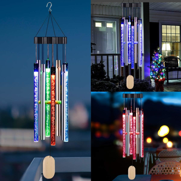 Solar Wind Chimes Light Outdoor, Memorial Wind Chimes med farve