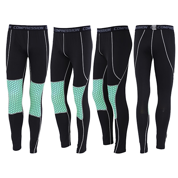 Menn Sports Gym Yoga Running Fitness Leggings Bukser Trening Atletiske Bukser Svart&Grønn M