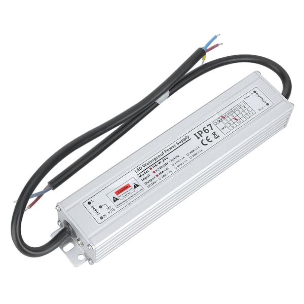 IP67 LED Aluminium Legering Skal Strömkonvertering 100~264VAC till 24VDC 20W